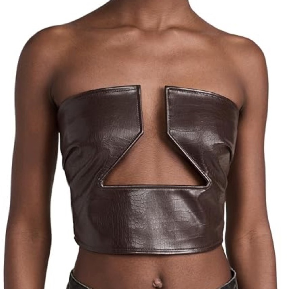 AFRM Avery Croc Faux Leather Crop Top